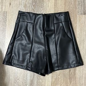 Black high waisted leather shorts
